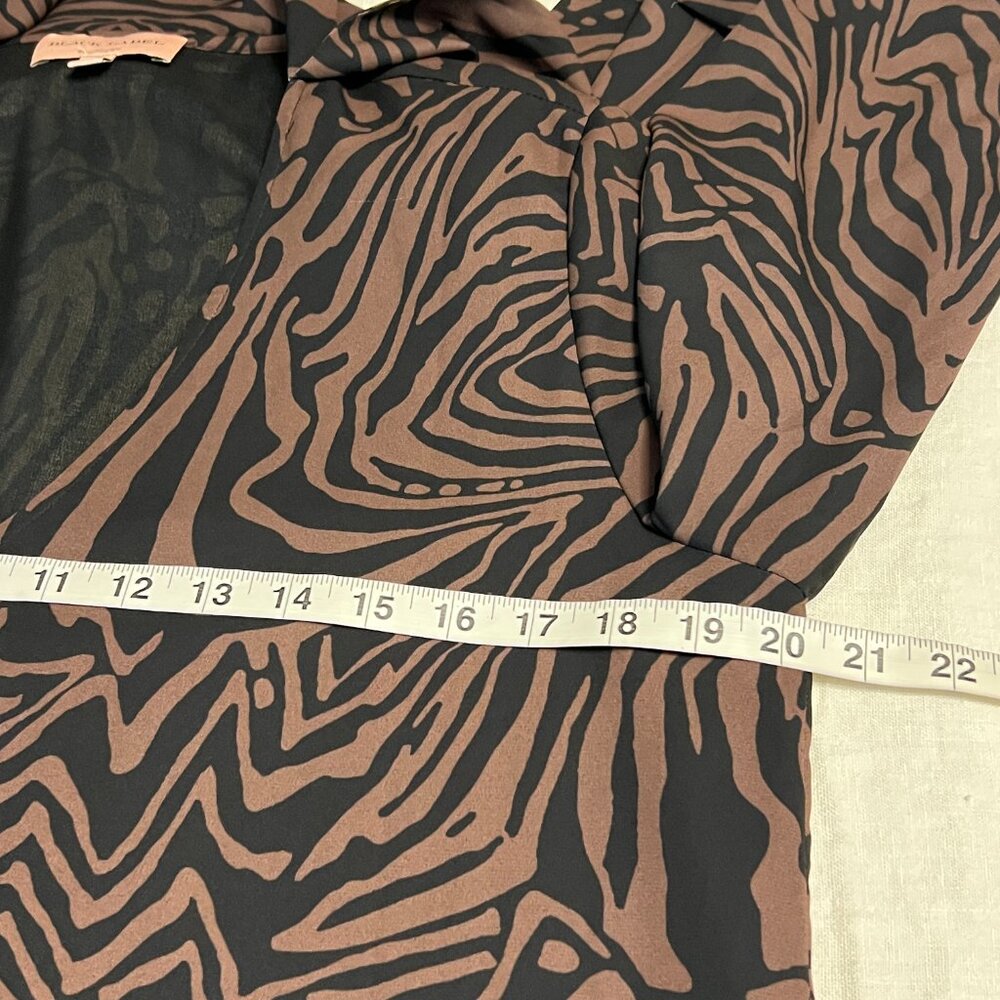 Black Label by Chico's Animal Print Tie Neck Midi Dress M Zrbra Cheetah Mixed - Picture 8 of 13